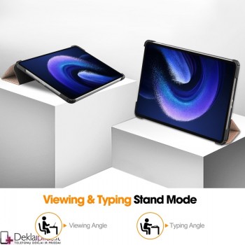 Dirbtinės odos atverčiamas dėklas - auksinės spalvos (Xiaomi Pad 6 (11) Pad 6 Pro)